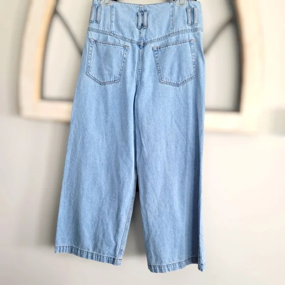 Forever 21 Super High Waisted Baggy Wide Leg Lightwash Denim Jeans Sz 28 - Picture 3 of 3